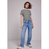 Street One - Studio - Dames Shirt - Groen - Katoenmix met Ruguitsnijding