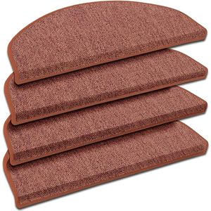 FLOORDIREKT - Trapmat London - Terra - Zelfklevend - Set van 15 - 23,5 x 65 cm - Halfrond