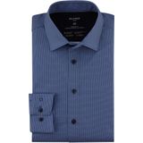 OLYMP - 24/7 Overhemd - Blauw Dessin - Strijkvriendelijk - Katoen