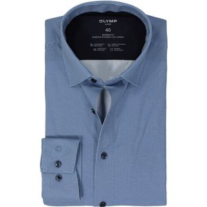 OLYMP - 24/7 - Overhemd - Blauw - Modern Fit, Jersey Weving