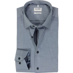 OLYMP - Level 5 - Overhemd - Blauw - Body Fit, Mouwlengte 7, Structuurweving, Easy Iron
