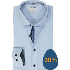 OLYMP Level 5 body fit overhemd, mouwlengte 7, structuur, lichtblauw