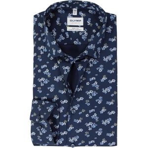 OLYMP - Heren Overhemd - Marine Blauw - Dobby Weving - Body Fit