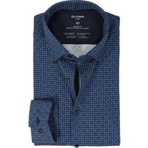 OLYMP - Heren Overhemd - Marine Blauw - Jersey - Modern Fit