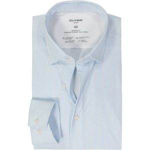OLYMP 24/7 modern fit overhemd, tricot, lichtblauw met wit gestreept