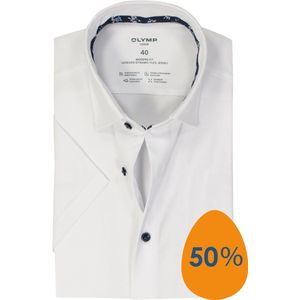 OLYMP - 24/7 Modern Fit - Overhemd - Wit - Korte Mouw - Tricot