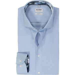 OLYMP - Level 5 - Overhemd - Lichtblauw - Body Fit, Mouwlengte 7, Structuurweving, Easy Iron