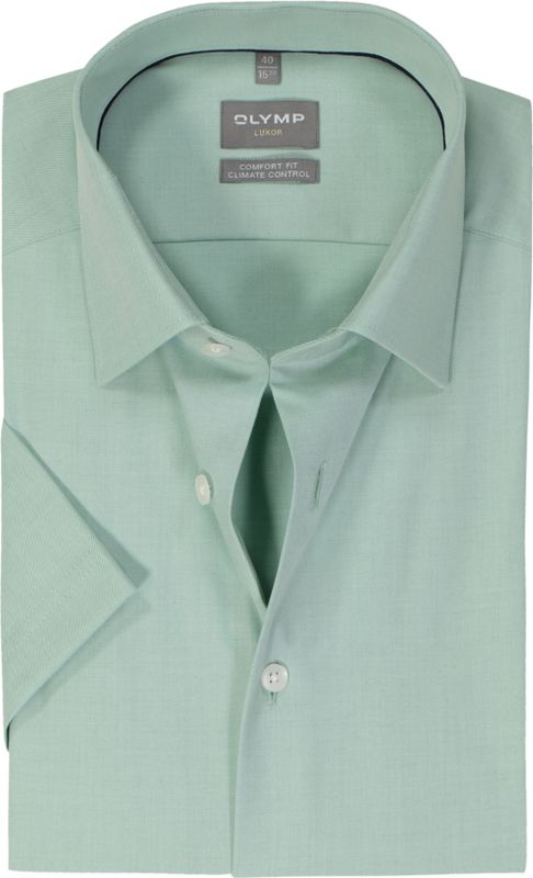 OLYMP - Comfort Fit - Overhemd - Lichtgroen - Korte Mouwen, Strijkvriendelijk, Boordmaat: 46