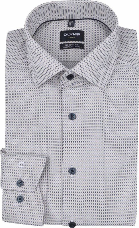 Olymp - Luxor - Overhemd Print - Beige - Heren - Formeel