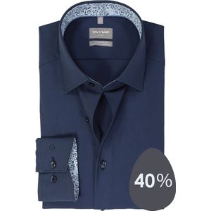 OLYMP - Heren Overhemd - Marine Blauw - Twill - Comfort Fit