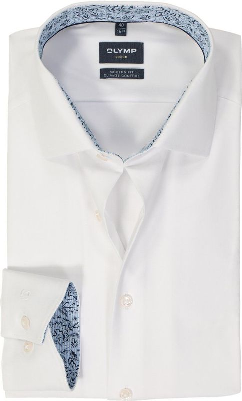 OLYMP - Heren Overhemd - Wit - Twill - Lange Mouwen