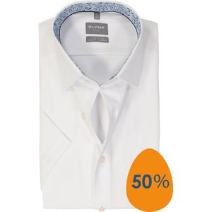 OLYMP - Comfort Fit - Overhemd - Wit - Korte Mouw, Twill, Easy Iron