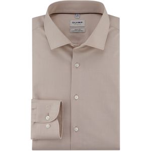 OLYMP - Overhemd - Beige - Twill - Body Fit - Extra Lange Mouwen