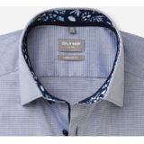 OLYMP - Heren Overhemd - Marine Blauw - Structuurweving - Comfort Fit