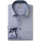 OLYMP - Heren Overhemd - Marine Blauw - Structuurweving - Comfort Fit
