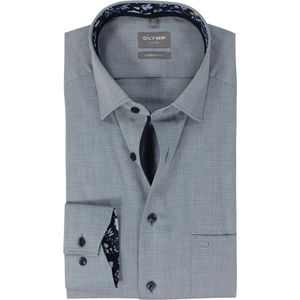 OLYMP - Heren Overhemd - Marine Blauw - Structuurweving - Comfort Fit