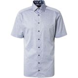 OLYMP modern fit overhemd - korte mouw - structuur - marine blauw - Strijkvrij - Boordmaat: 46