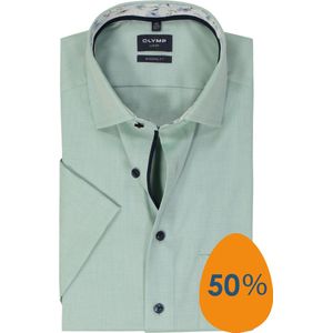 OLYMP modern fit overhemd, korte mouw, structuur, groen