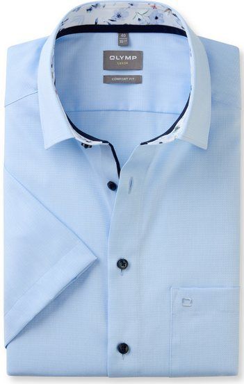 OLYMP comfort fit overhemd, korte mouw, structuur, lichtblauw