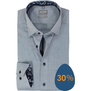 OLYMP comfort fit overhemd, mouwlengte 7, structuur, marine blauw