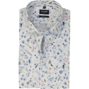 OLYMP - Modern Fit Overhemd - Korte Mouw - Wit - Popeline