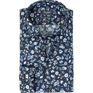 OLYMP - Overhemd - Marine Blauw - Poplin - Lange Mouwen
