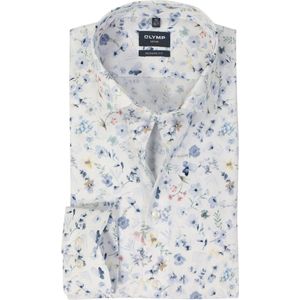 OLYMP - Multicolor Fantasie - Overhemd - Wit - Popeline - Strijkvrij