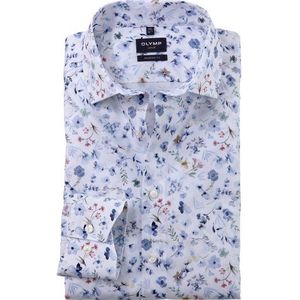 OLYMP - Modern Fit - Overhemd - Wit Dessin - Strijkvrij - Boordmaat 43