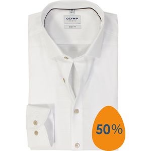 OLYMP - Overhemd - Wit - Katoen - Body Fit - Extra Lange Mouwen