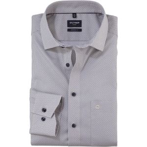 Olymp - Overhemd - Beige Blauw Geprint - 100% Katoen - Modern Fit