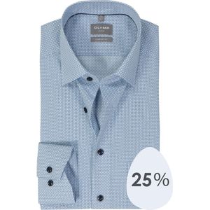 OLYMP comfort fit overhemd, mouwlengte 7, popeline, lichtblauw dessin