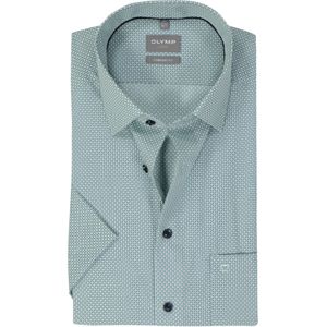 OLYMP comfort fit overhemd, korte mouw, popeline, groen dessin