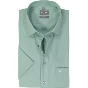 OLYMP - Comfort Fit - Overhemd - Groen - Korte Mouw - Structuur