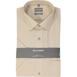 OLYMP - Comfort Fit - Overhemd - Beige - Korte Mouw - Structuur