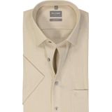 OLYMP - Comfort Fit - Overhemd - Beige - Korte Mouw - Structuur