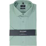 OLYMP - Groen Effen Overhemd - 100% Katoen - Korte Mouwen - Kent Kraag