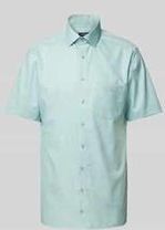 OLYMP - Groen Effen Overhemd - 100% Katoen - Korte Mouwen - Kent Kraag