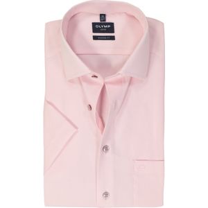 OLYMP - Korte Mouwen Overhemd - Roze - Strijkvrij - Modern Fit