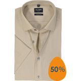 OLYMP modern fit overhemd, korte mouw, structuur, beige
