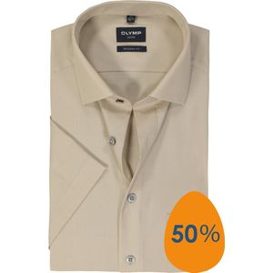 OLYMP modern fit overhemd, korte mouw, structuur, beige