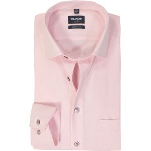 OLYMP - Overhemd - Roze - Structuurweving - Lange Mouwen