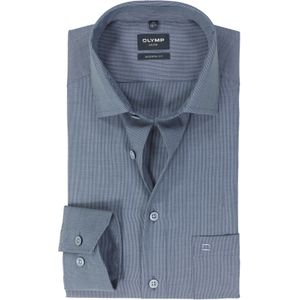 OLYMP - Overhemd - Marine Blauw - Structuurweving - Modern Fit
