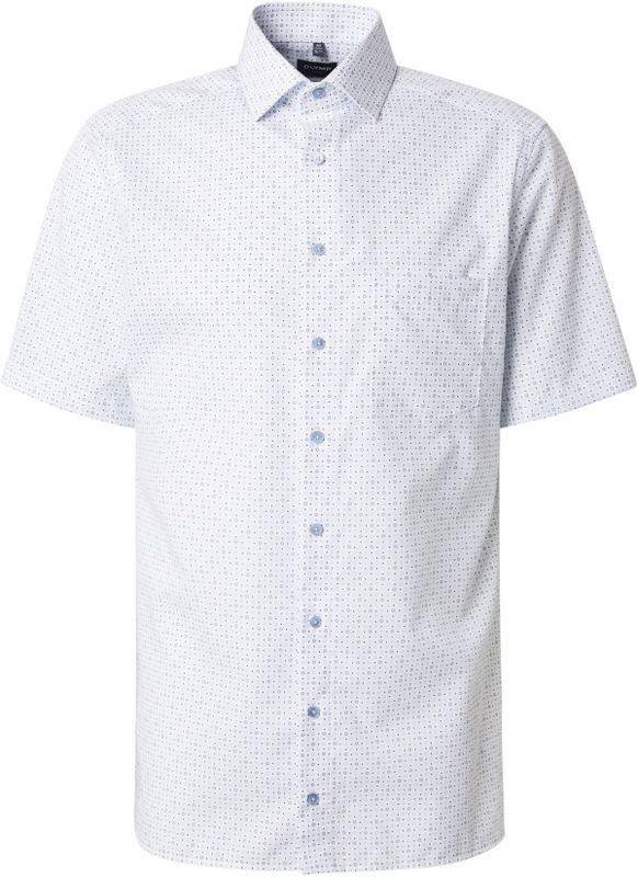 OLYMP - Overhemd - Wit - Poplin - Korte Mouwen - Strijkvrij