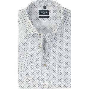 OLYMP - Overhemd - Beige - Poplin - Korte Mouwen - Strijkvrij