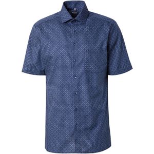 OLYMP - Heren Overhemd - Marine Blauw - Poplin - Korte Mouwen