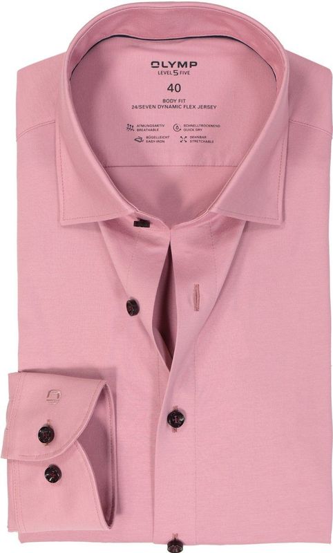 OLYMP - Overhemd - Oudroze - Jersey - Body Fit