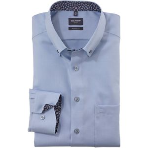 Olymp - Sportief Overhemd - Lichtblauw - Katoen - Button Down