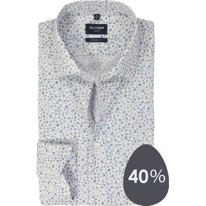 OLYMP - Modern Fit - Overhemd - Wit Dessin - Popeline - Strijkvrij