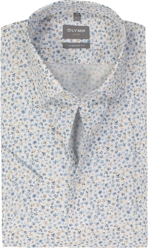OLYMP - Comfort Fit - Overhemd - Wit - Korte Mouw - Popeline - Strijkvrij