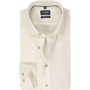OLYMP - Effen Overhemd - Beige - 100% Katoen - Kent Kraag